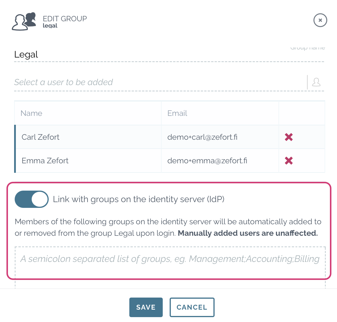 zefort link with groups on the IdP