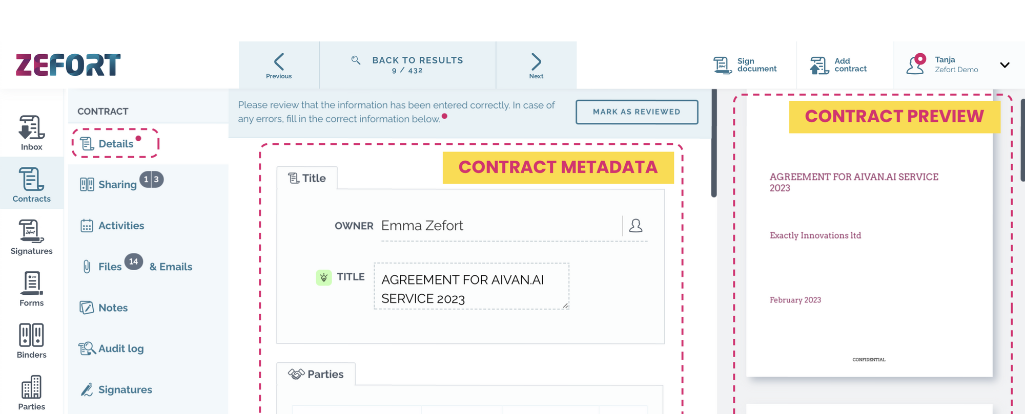 zefort - CONTRACT REVIEW