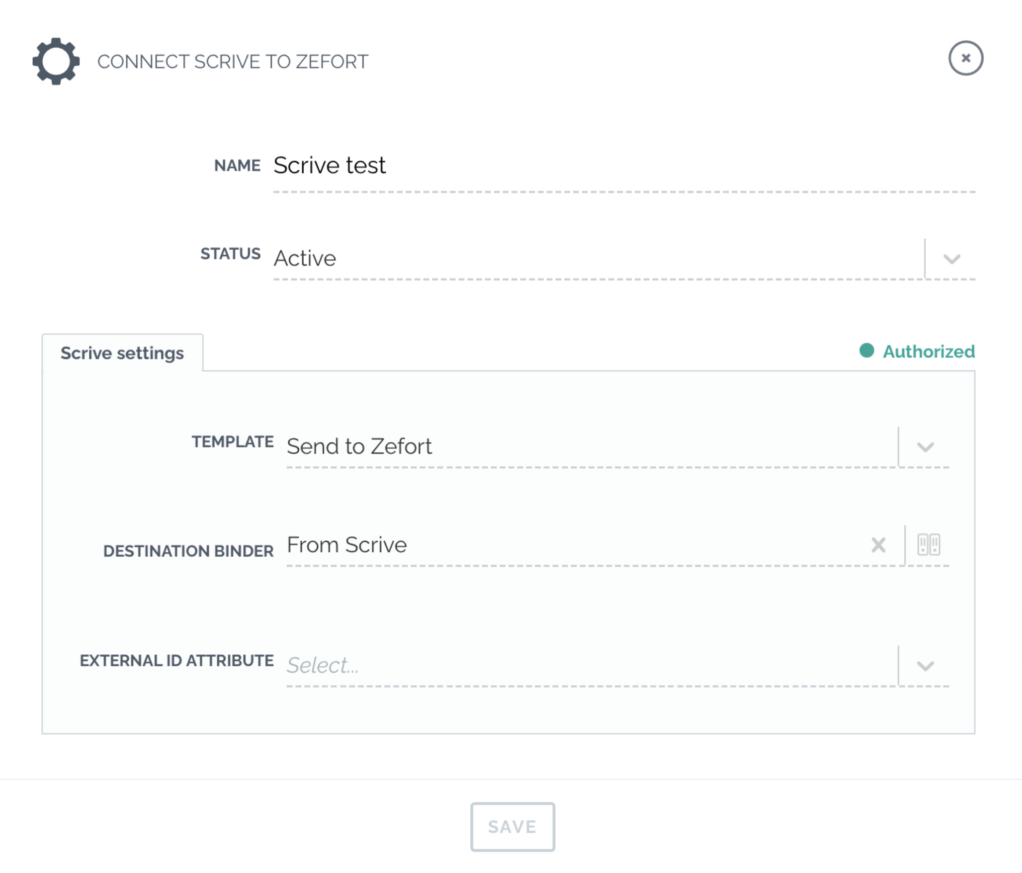 zefort connect scrive to zefort