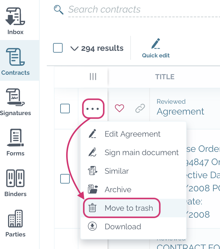 zefort delete contract in table view