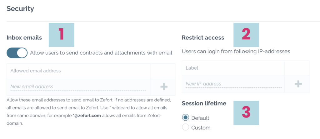 zefort security settings