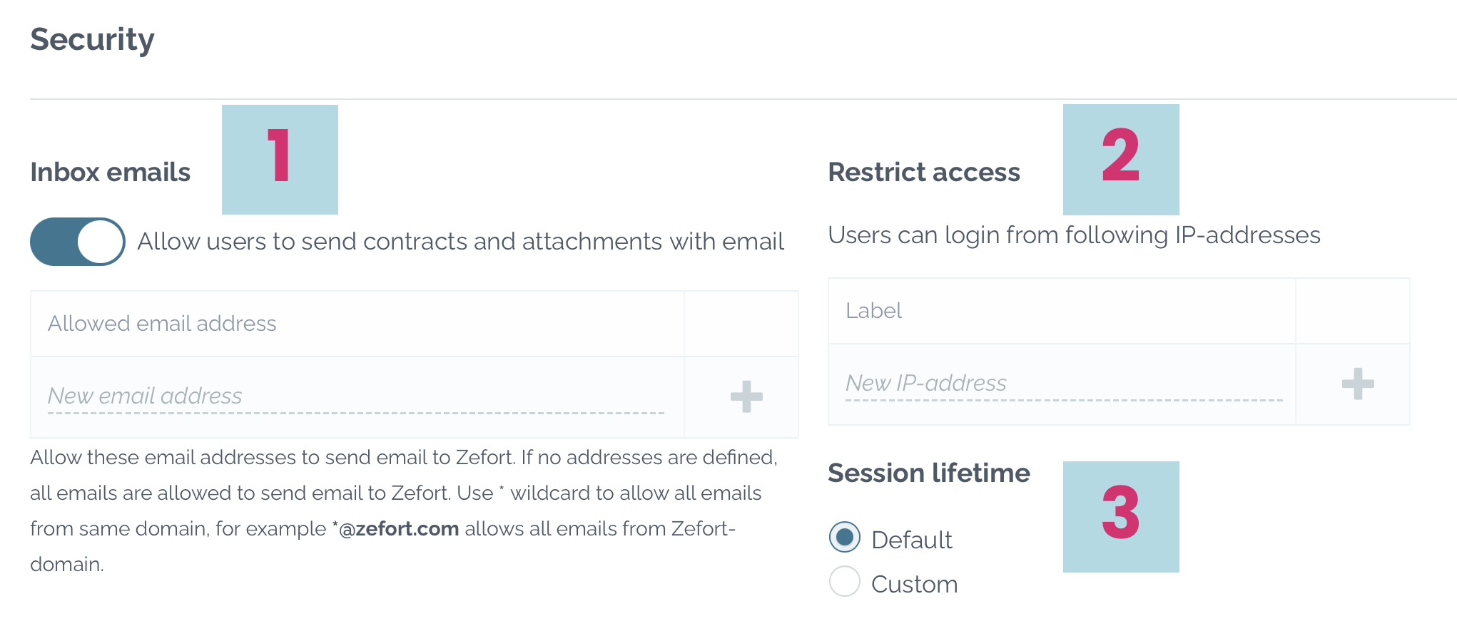 zefort security settings